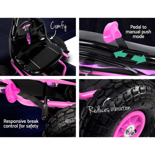 Rigo Kids Pedal Go Kart Ride On Toys Racing Car Rubber Tyre Pink - Image 6