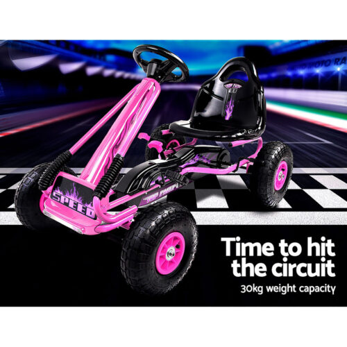 Rigo Kids Pedal Go Kart Ride On Toys Racing Car Rubber Tyre Pink - Image 7