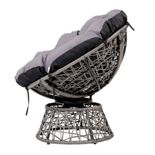 Gardeon Outdoor Lounge Setting Furniture Wicker Papasan Chairs Table Patio Grey - Image 5