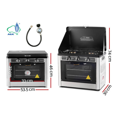Devanti Portable Gas Oven LPG Silver - Image 3