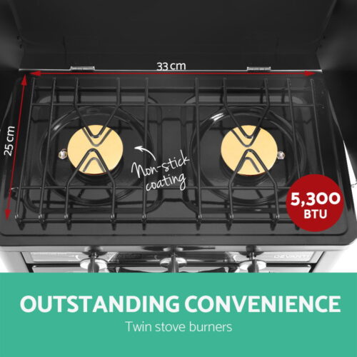 Devanti Portable Gas Oven LPG Silver - Image 4