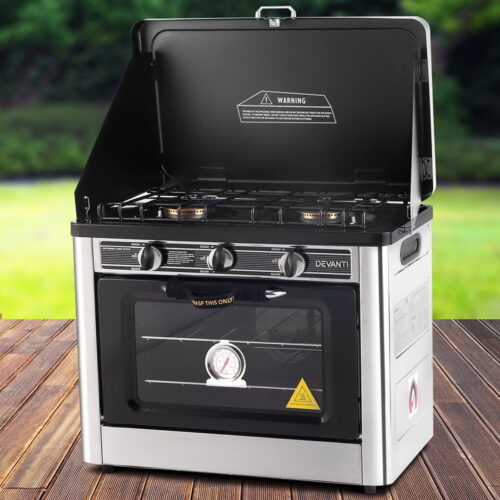 Devanti Portable Gas Oven LPG Silver - Image 8