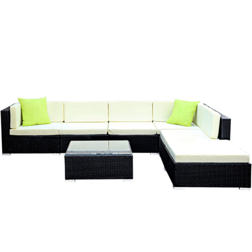 Gardeon 7-Piece Outdoor Sofa Set Wicker Couch Lounge Setting 6 Seater - Image 4
