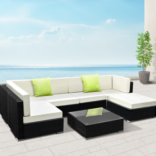 Gardeon 7-Piece Outdoor Sofa Set Wicker Couch Lounge Setting 6 Seater - Image 9