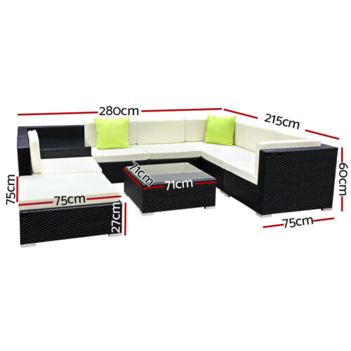 Gardeon 9-Piece Outdoor Sofa Set Wicker Couch Lounge Setting 7 Seater - Image 3