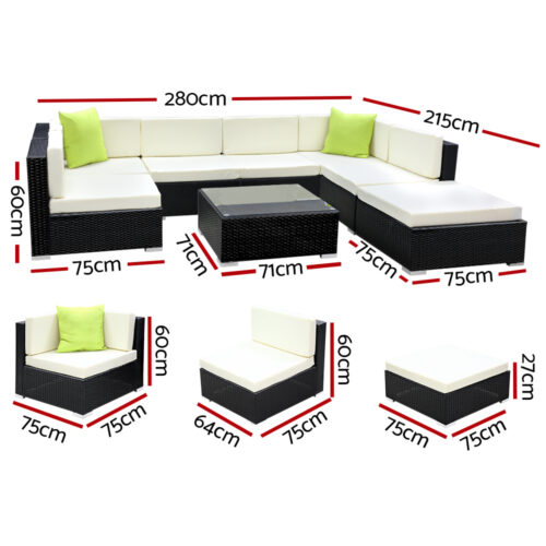 Gardeon 8-Piece Outdoor Sofa Set Wicker Couch Lounge Setting Cover - Image 3