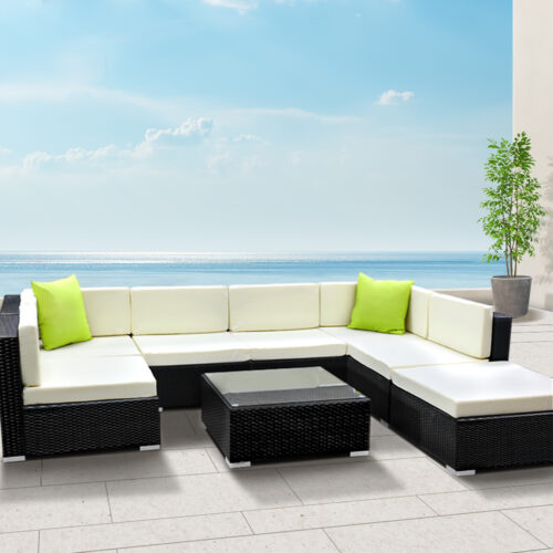 Gardeon 8-Piece Outdoor Sofa Set Wicker Couch Lounge Setting 7 Seater - Image 9