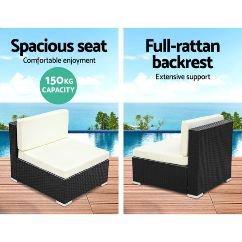 3PC Gardeon Outdoor Furniture Sofa Set Wicker Rattan Garden Lounge Chair Setting - Image 6