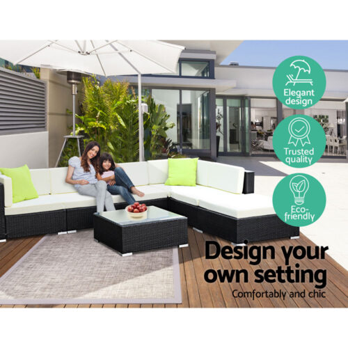 3PC Gardeon Outdoor Furniture Sofa Set Wicker Rattan Garden Lounge Chair Setting - Image 8