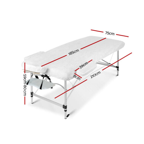 Zenses Massage Table 75cm Portable 2 Fold Aluminium Beauty Bed White - Image 3