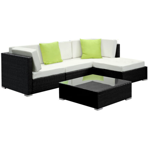 Gardeon 5-Piece Outdoor Sofa Set Wicker Couch Lounge Setting Cover - Image 5