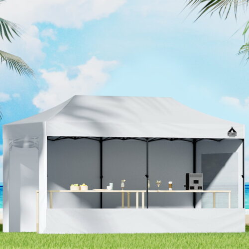 Instahut Gazebo Pop Up Marquee 3x6 Folding Tent Gazebos 500D Oxford Fabric White - Image 8