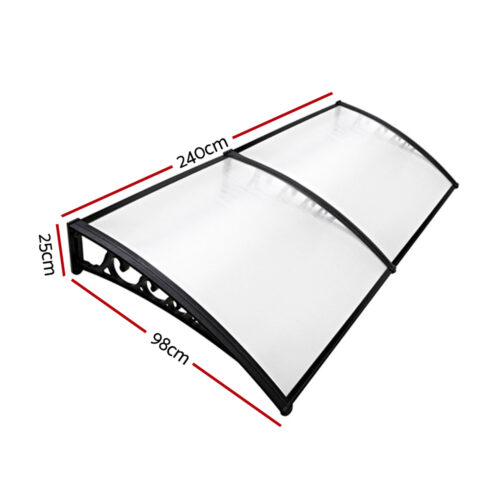 Instahut Window Door Awning 1mx2.4m Transparent - Image 3