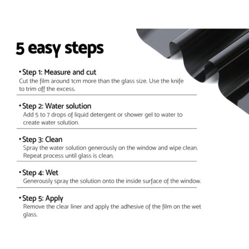 Giantz Window Tint Film Black Roll 15% VLT Home 152cm X 30m Tinting Tools Kit - Image 7