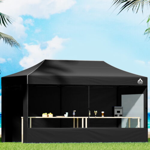 Instahut Gazebo 3x6 Pop Up Marquee Folding Tent Wedding Gazebos Camping Outdoor Shade Canopy Black - Image 8