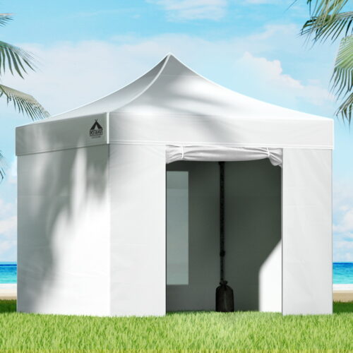Instahut Gazebo Pop Up Marquee 3x3 Folding Tent Wedding Gazebos 500D White - Image 8
