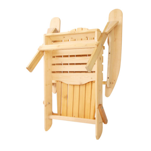 Gardeon 3PC Adirondack Outdoor Table and Chairs Wooden Foldable Beach Chair Natural - Image 6