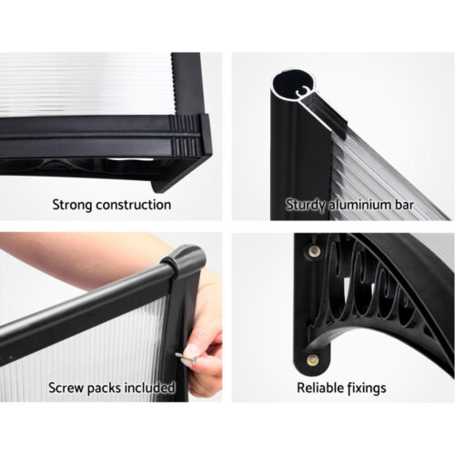 Instahut Window Door Awning 1mx1.2m Transparent - Image 8