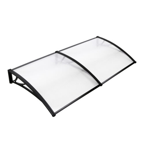 Instahut Window Door Awning Canopy 1mx2m Transparent Sheet Black Plastic Frame - Image 2
