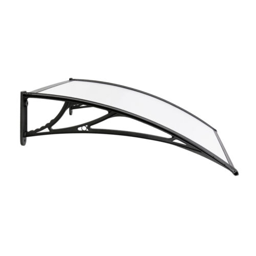Instahut Window Door Awning Canopy 1mx2m Transparent Sheet Black Plastic Frame - Image 5