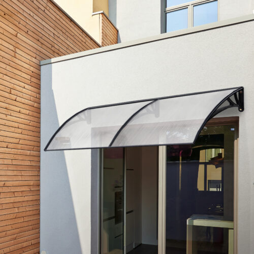 Instahut Window Door Awning Canopy 1mx2m Transparent Sheet Black Plastic Frame - Image 9