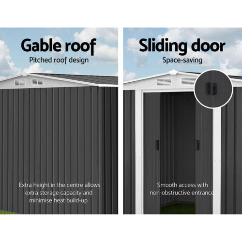 Giantz Garden Shed 2.58x2.07M Sheds Outdoor Storage Workshop Metal Shelter Sliding Door - Image 7