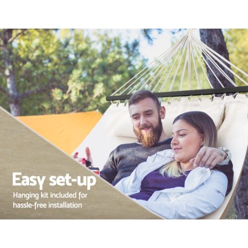 Gardeon Hammock Bed Outdoor Camping Portable Hanging Chair 2 Person Piillow - Image 7