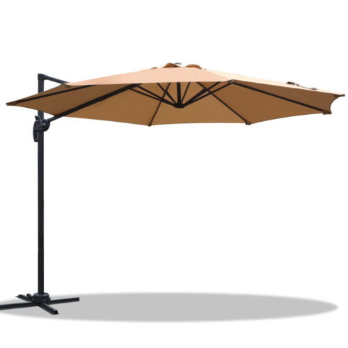 Instahut 3m Outdoor Umbrella Cantilever 360 Degree Tilt Beach Roma Beige - Image 2