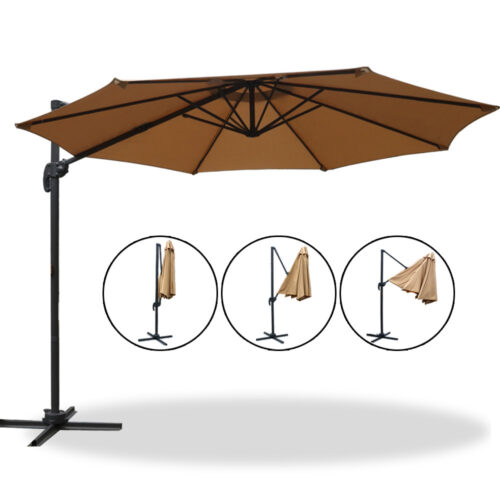 Instahut 3m Outdoor Umbrella Cantilever 360 Degree Tilt Beach Roma Beige - Image 4