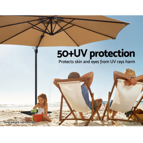 Instahut 3m Outdoor Umbrella Cantilever 360 Degree Tilt Beach Roma Beige - Image 7
