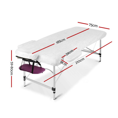 Zenses Massage Table 75cm Portable 3 Fold Aluminium Beauty Bed Violet - Image 3