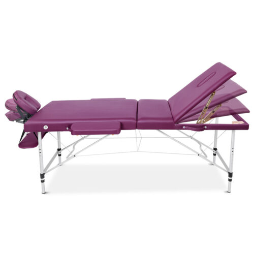 Zenses Massage Table 75cm Portable 3 Fold Aluminium Beauty Bed Violet - Image 4