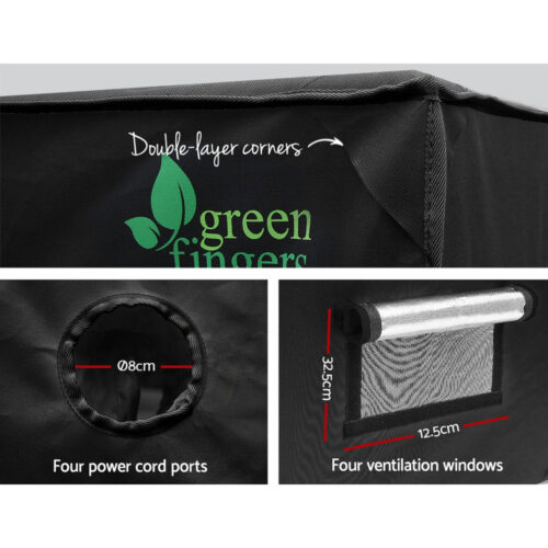 Green Fingers Grow Tent 240x120x200CM Hydroponics Kit Indoor Plant Room Black - Image 4