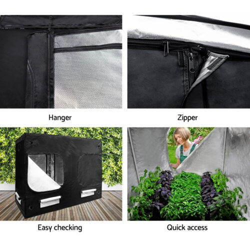 Green Fingers Grow Tent 240x120x200CM Hydroponics Kit Indoor Plant Room Black - Image 7