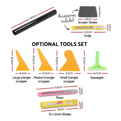 Giantz Window Tint Film Black Roll 5% VLT Home 100cm X 30m Tinting tools Kit - Image 3
