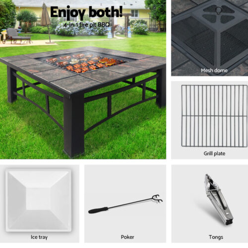 Grillz Fire Pit BBQ Grill Ice Bucket 4-In-1 Table - Image 4