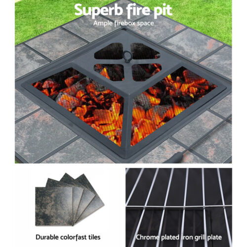 Grillz Fire Pit BBQ Grill Ice Bucket 4-In-1 Table - Image 7