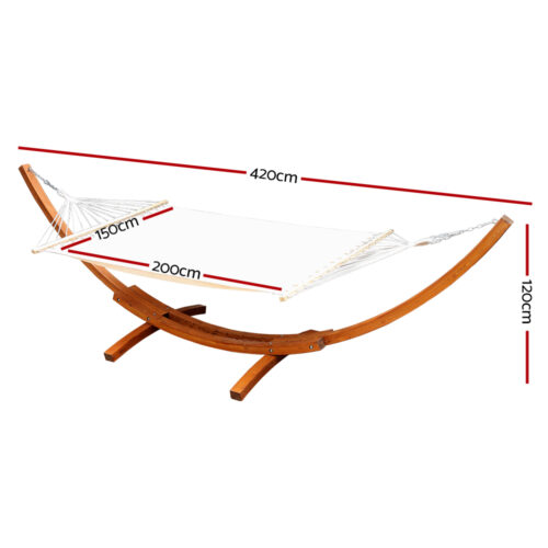 Gardeon Hammock Bed Outdoor Camping Garden Timber Hammock with Stand - Image 3