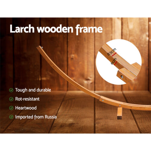 Gardeon Hammock Bed Outdoor Camping Garden Timber Hammock with Stand - Image 5