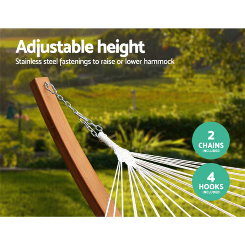Gardeon Hammock Bed Outdoor Camping Garden Timber Hammock with Stand - Image 6
