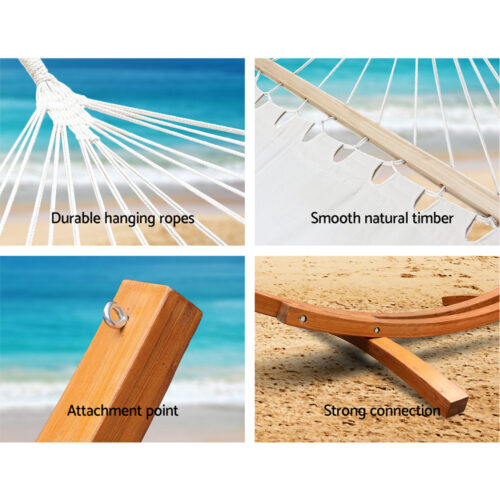Gardeon Hammock Bed Outdoor Camping Garden Timber Hammock with Stand - Image 7