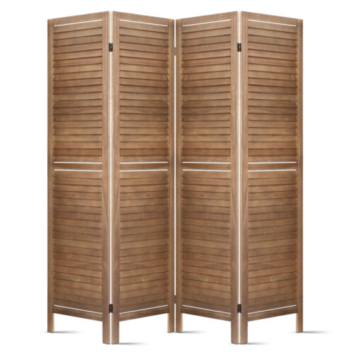 Artiss 4 Panel Room Divider Screen 160x170cm Louver Oak - Image 5