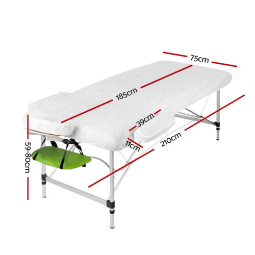 Zenses Massage Table 75cm Portable 3 Fold Aluminium Beauty Bed Green - Image 3
