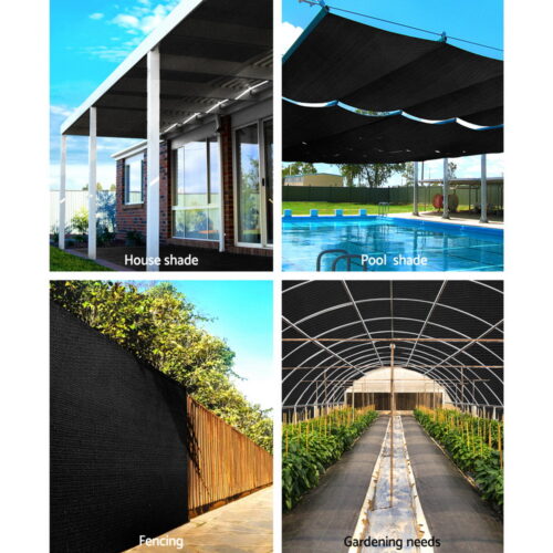 Instahut 90% Shade Cloth 3.66x20m Shadecloth Sail Heavy Duty Black - Image 5