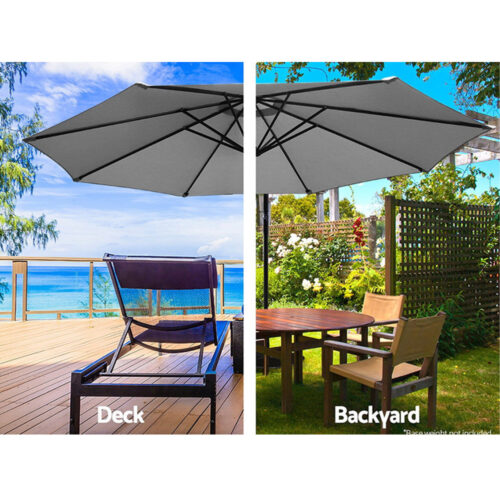 Instahut 3m Outdoor Umbrella Cantilever Beach Garden Patio Grey - Image 5