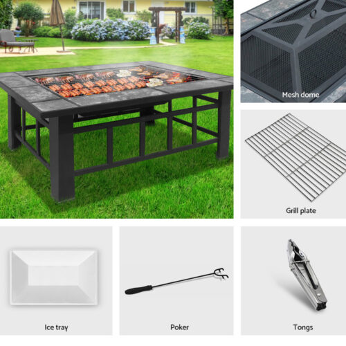 Grillz Fire Pit BBQ Grill Ice Bucket 3-In-1 Table - Image 4