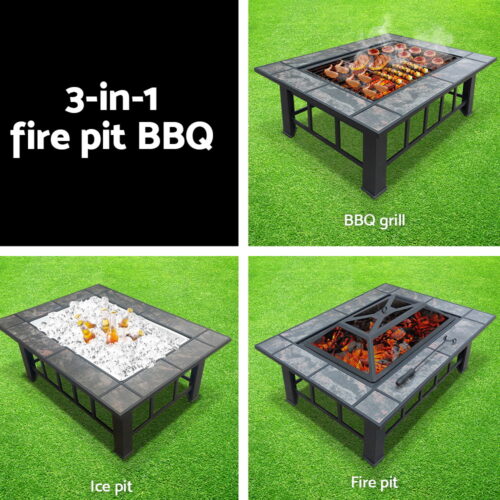 Grillz Fire Pit BBQ Grill Ice Bucket 3-In-1 Table - Image 5