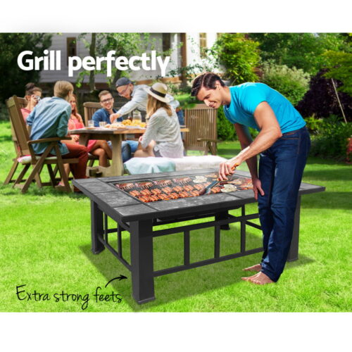 Grillz Fire Pit BBQ Grill Ice Bucket 3-In-1 Table - Image 6