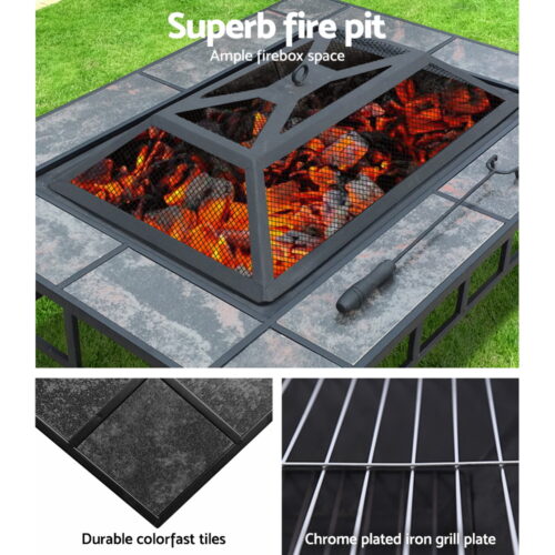 Grillz Fire Pit BBQ Grill Ice Bucket 3-In-1 Table - Image 7