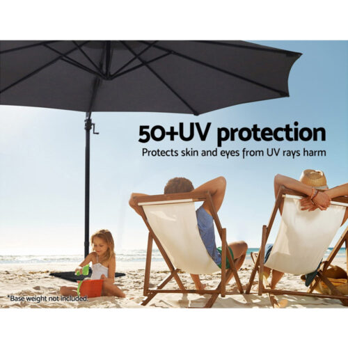 Instahut 3m Outdoor Umbrella Cantilever 360 Degree Tilt Beach Roma Charcoal - Image 6